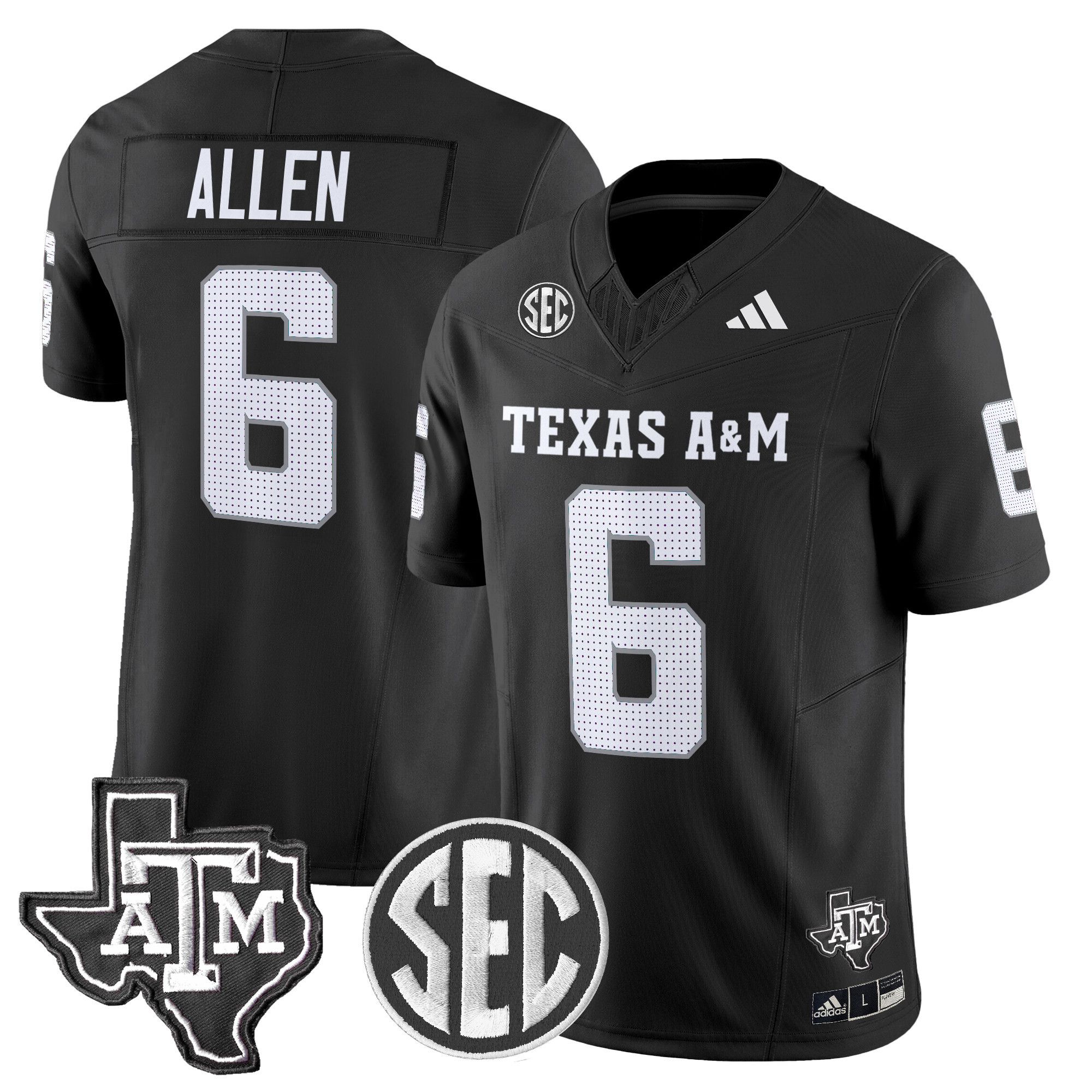 Men Texas A&M Aggies #6 Allen Black 2024 Vapor Limited NCAA Jersey style 1